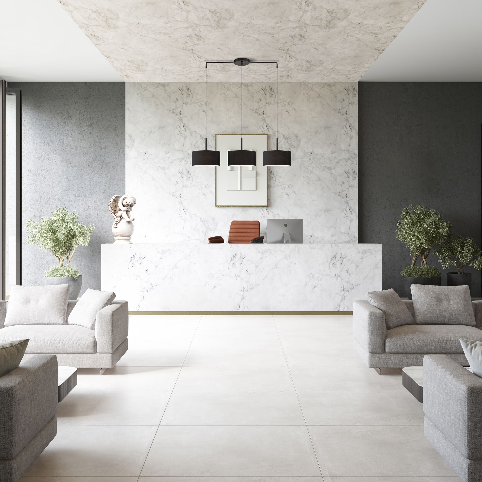 3 Light Black Large Linear Chandelier