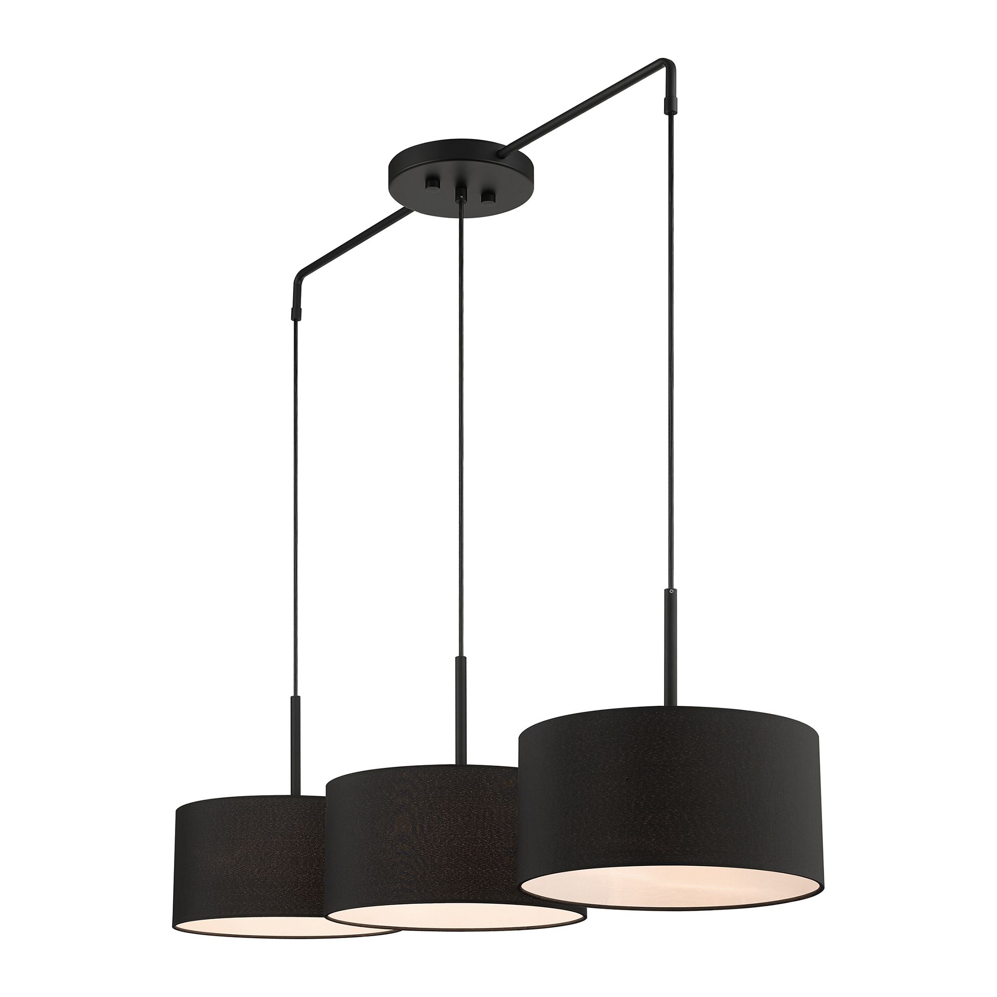 3 Light Black Large Linear Chandelier