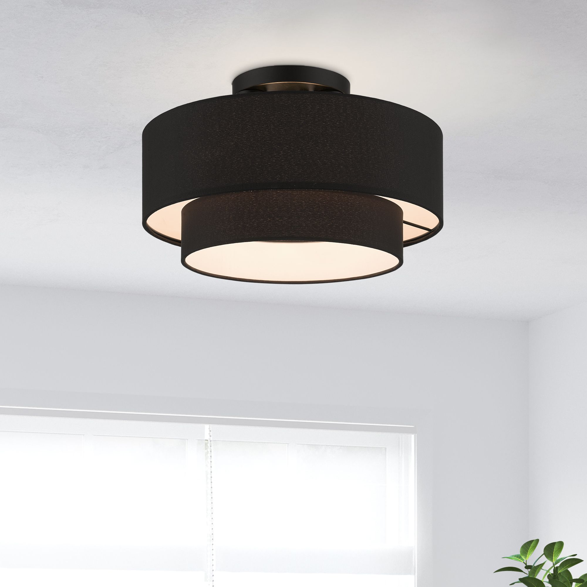 3 Light Black Large Semi-Flush in scene