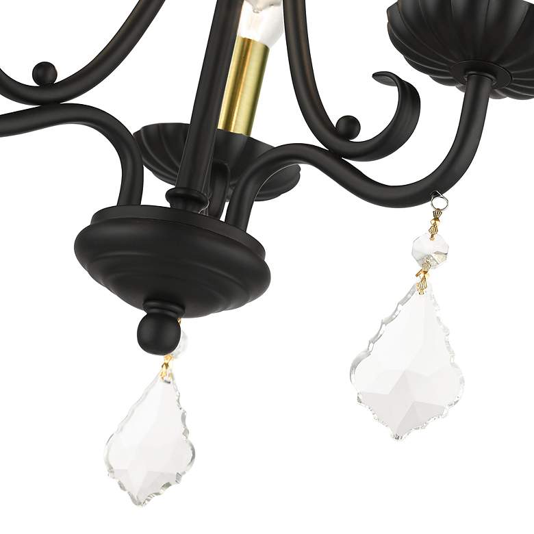 Image 7 3 Light Black Mini Chandelier with Antique Brass Finish Accents more views