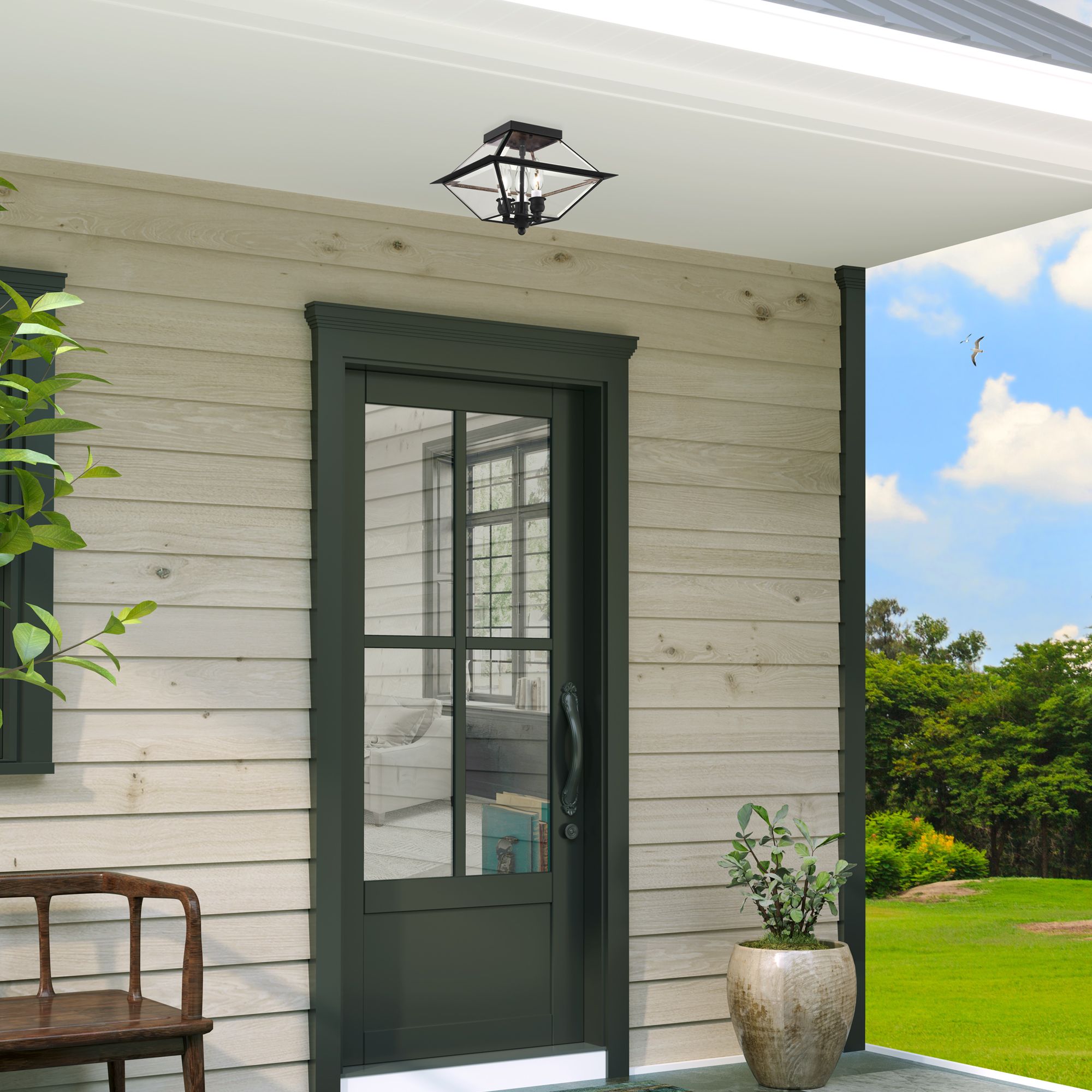 Image 6 3 Light Black Outdoor Ceiling Mount more views