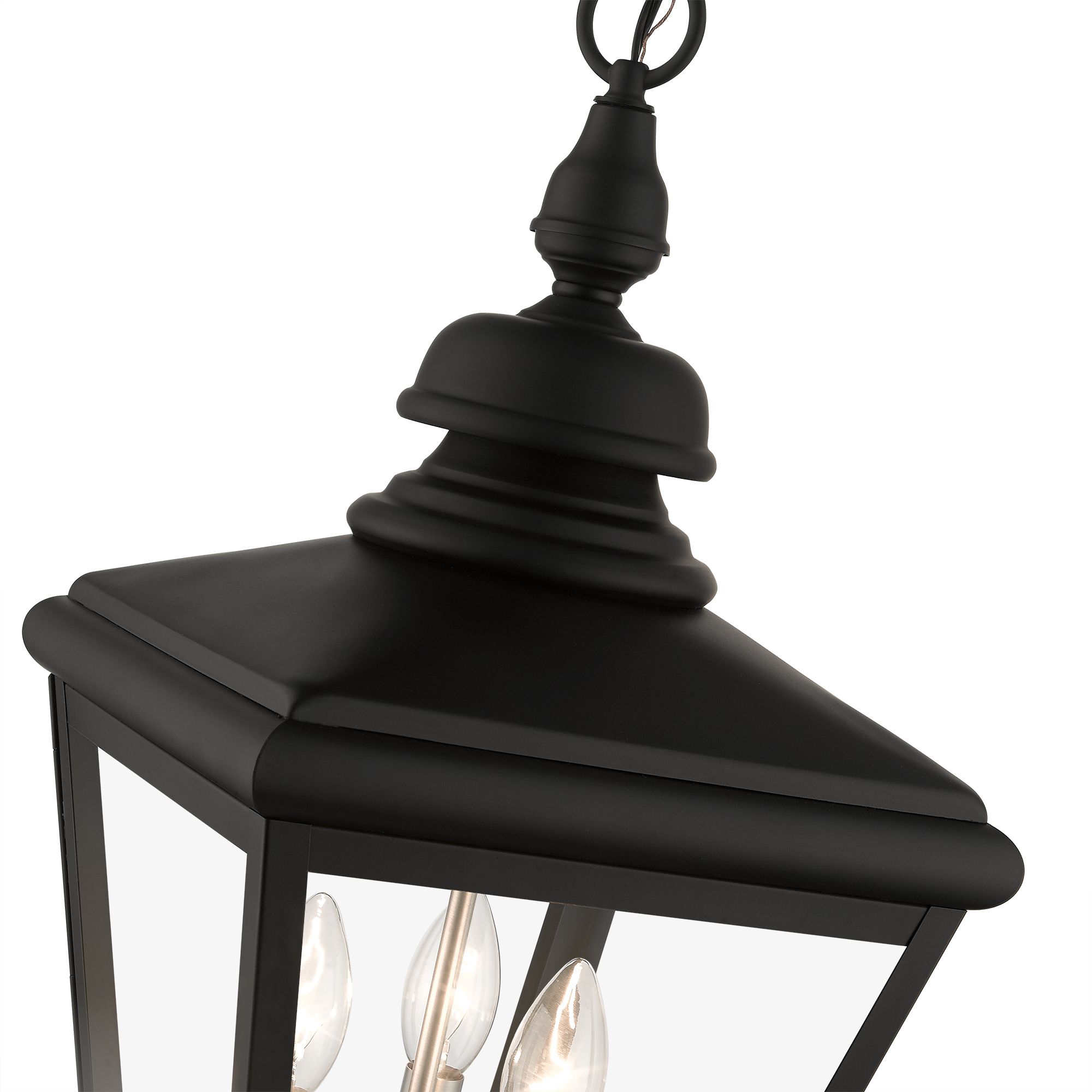 3 Light Black Outdoor Large Pendant Lantern