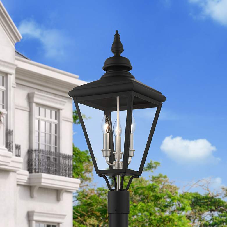 Image 1 3 Light Black Outdoor Large Post Top Lantern