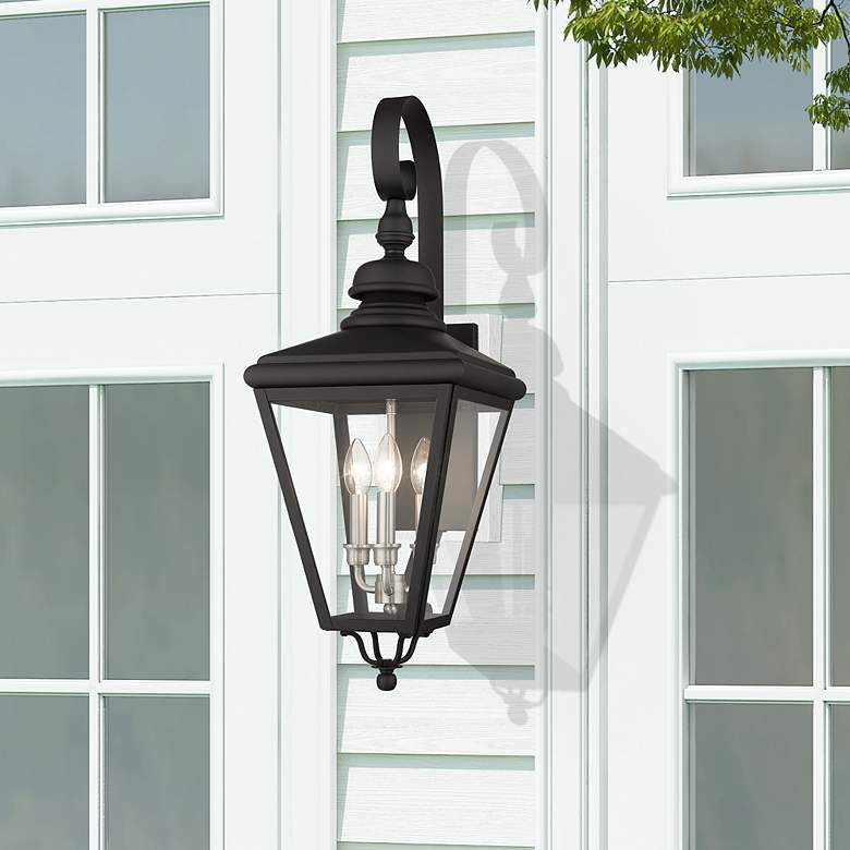 Image 1 3 Light Black Outdoor Large Wall Lantern