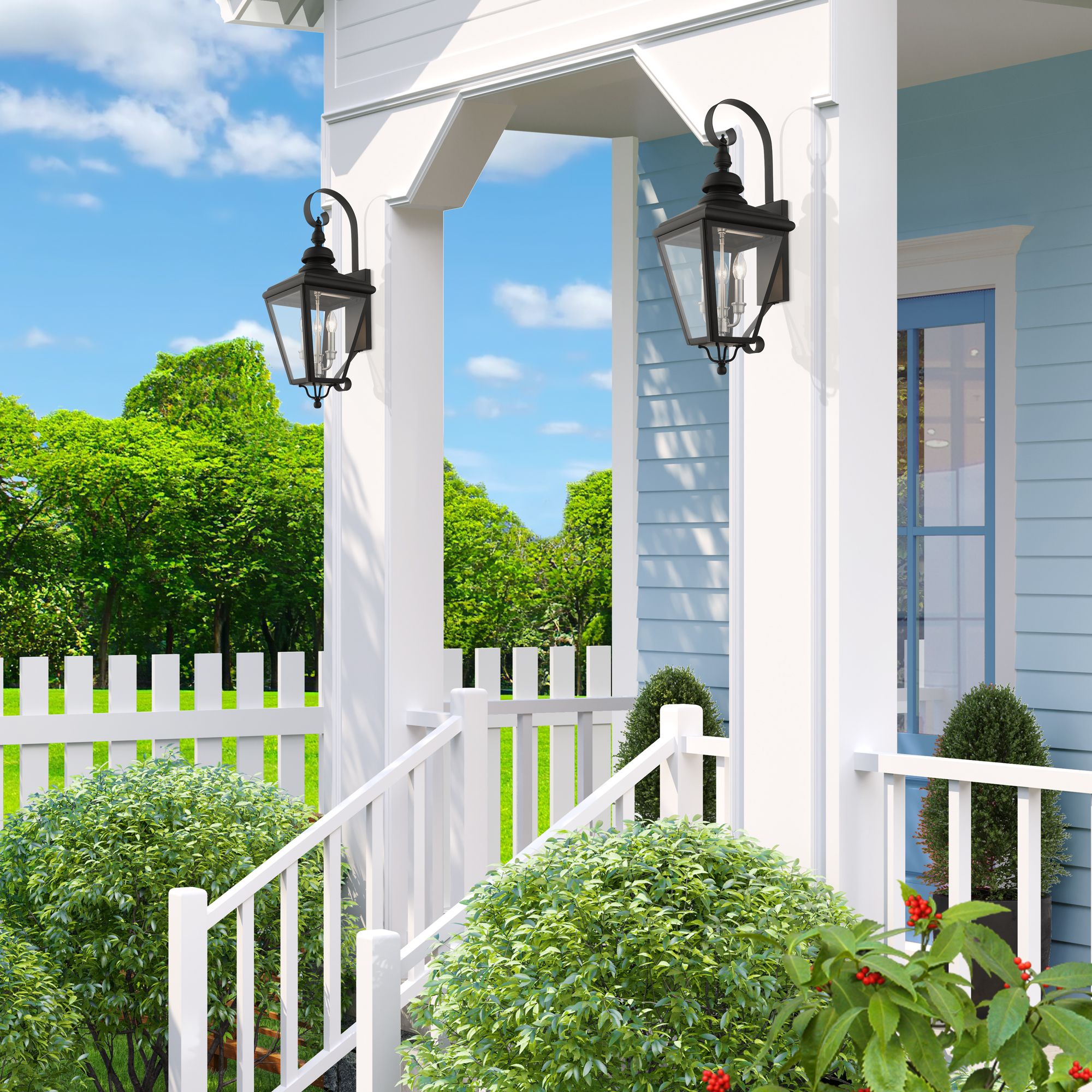 3 Light Black Outdoor Large Wall Lantern