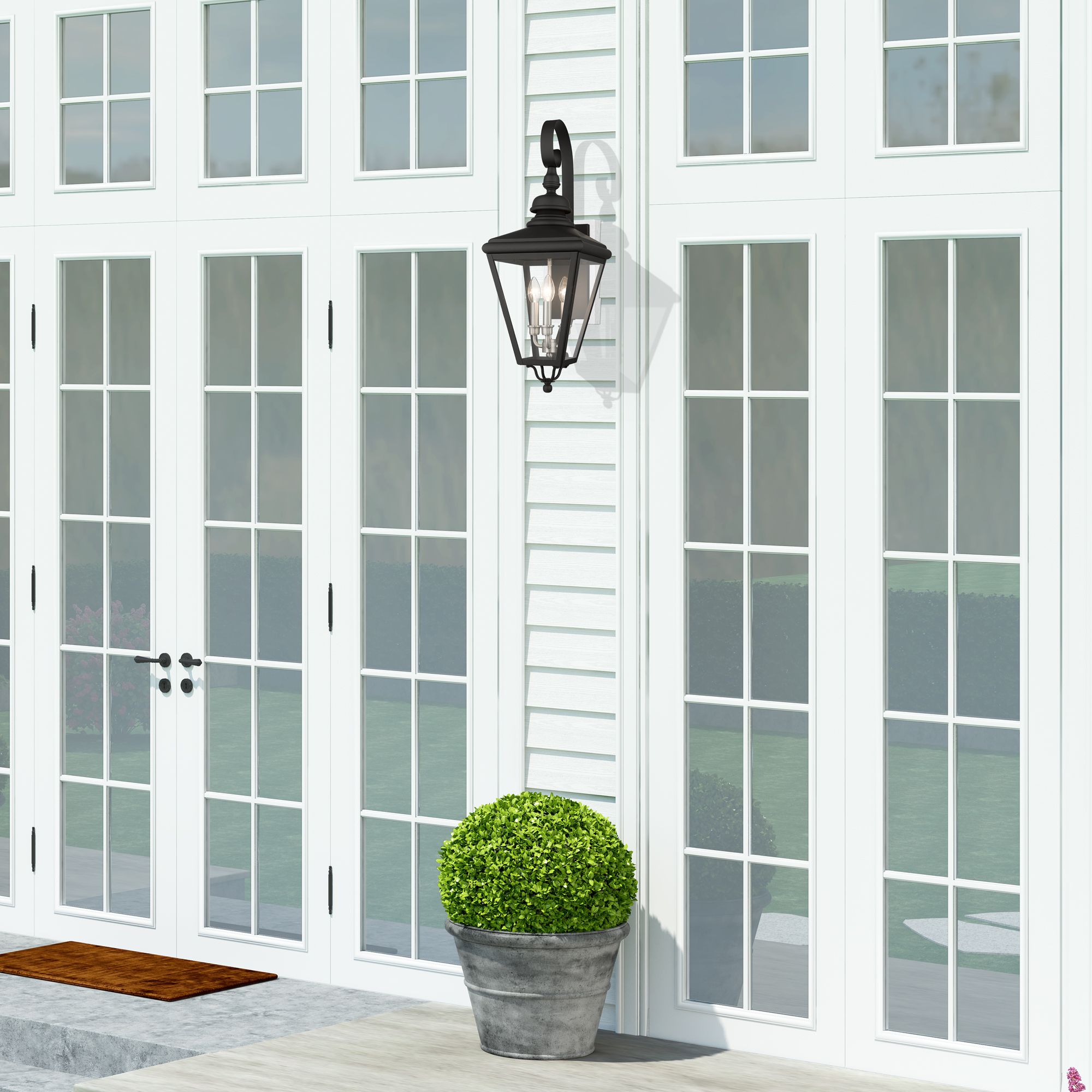 3 Light Black Outdoor Large Wall Lantern