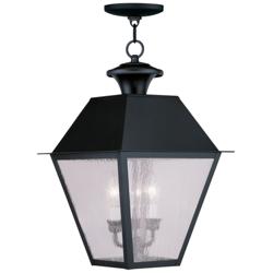 3 Light Black Outdoor Pendant Lantern
