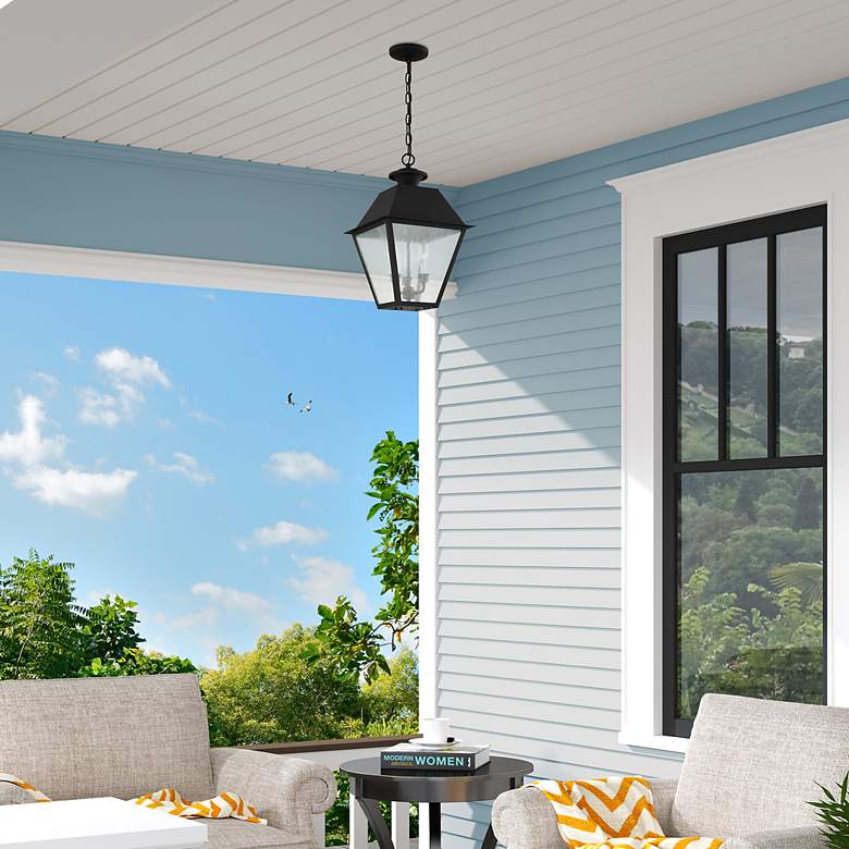Image 3 3 Light Black Outdoor Pendant Lantern more views