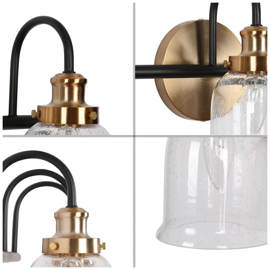 Image 3 3-Light Black Seeded Glass Bathroom Vanity Light more views