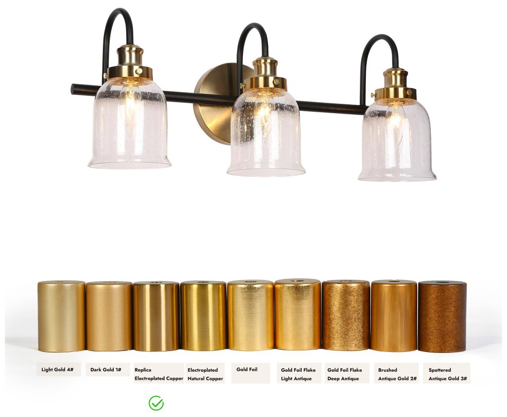 Image 4 3-Light Black Seeded Glass Bathroom Vanity Light more views