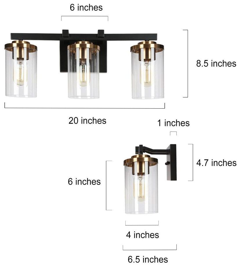 Image 2 3-Light Black Vanity Light more views