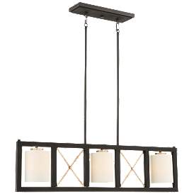 Image1 of 3 Light; Boxer Island Pendant; Matte Black w/ Antique Silver Accents Finish