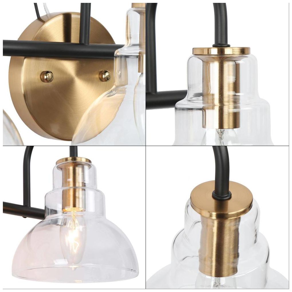 Image 3 3-Light Brass Gold Bathroom Vanity Light with Clear Glass more views