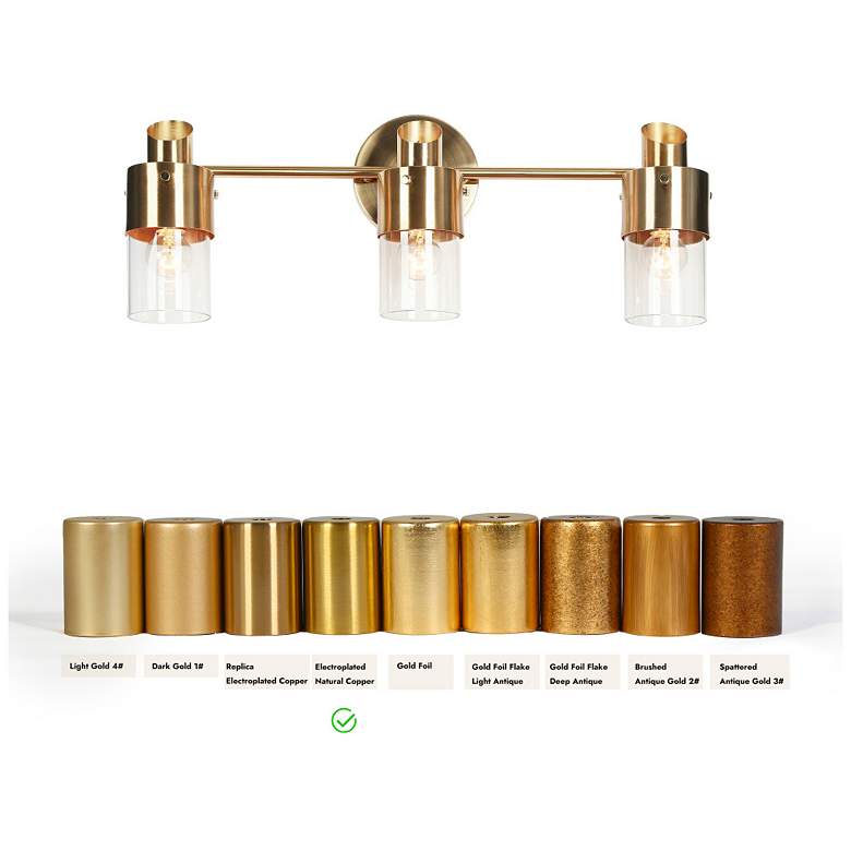 Image 4 3-Light Brass Gold Bathroom Vanity Light more views