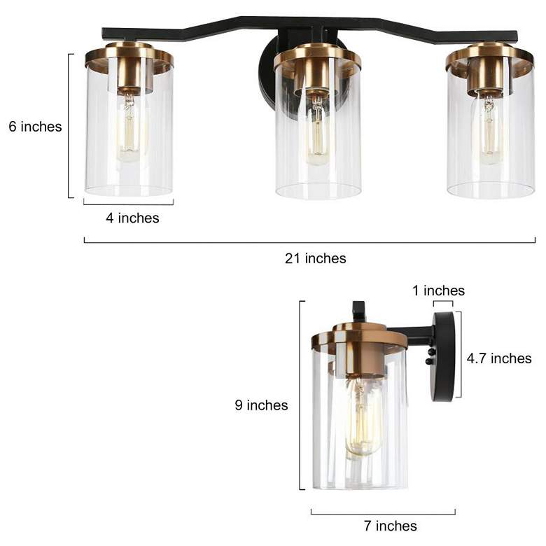 Image 2 3-Light Brass Gold Bathroom Vanity Light more views