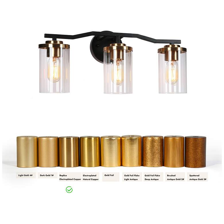 Image 4 3-Light Brass Gold Bathroom Vanity Light more views