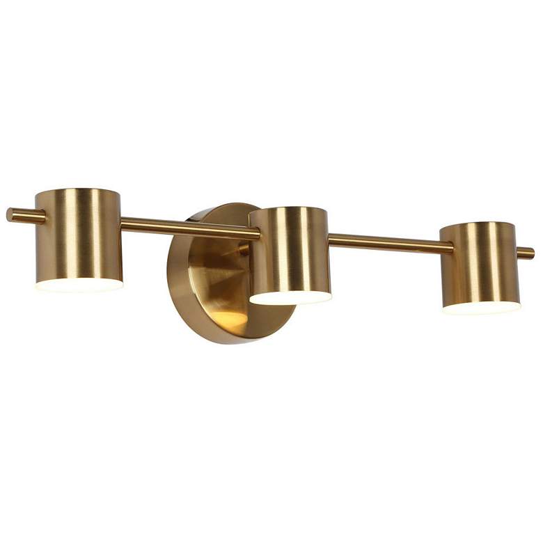 Image 1 3-Light Brass Gold Integrated LED Bathroom Vanity Light