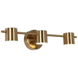 3-Light Brass Gold Integrated LED Bathroom Vanity Light