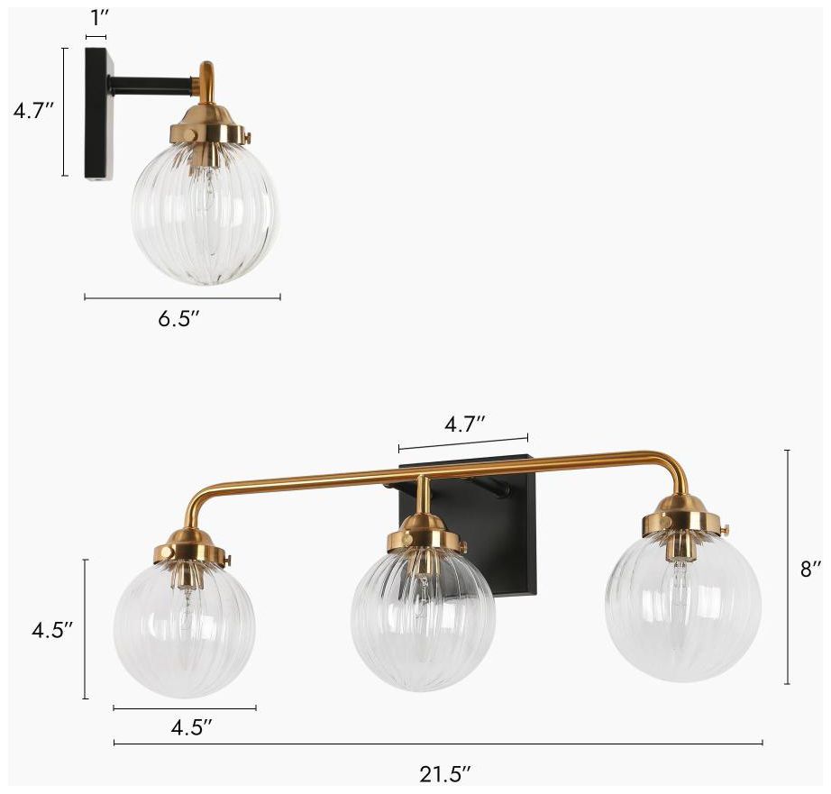 Image 2 3-Light Brass Gold Pumpkin-Shaped Bathroom Vanity Light more views
