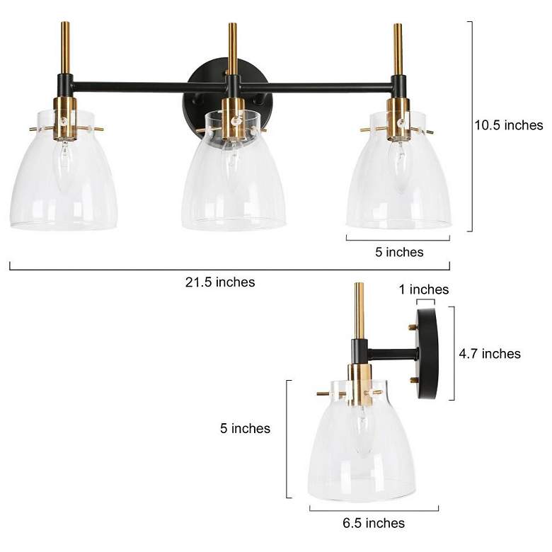 Image 2 3-Light Brass Gold Vanity Light more views