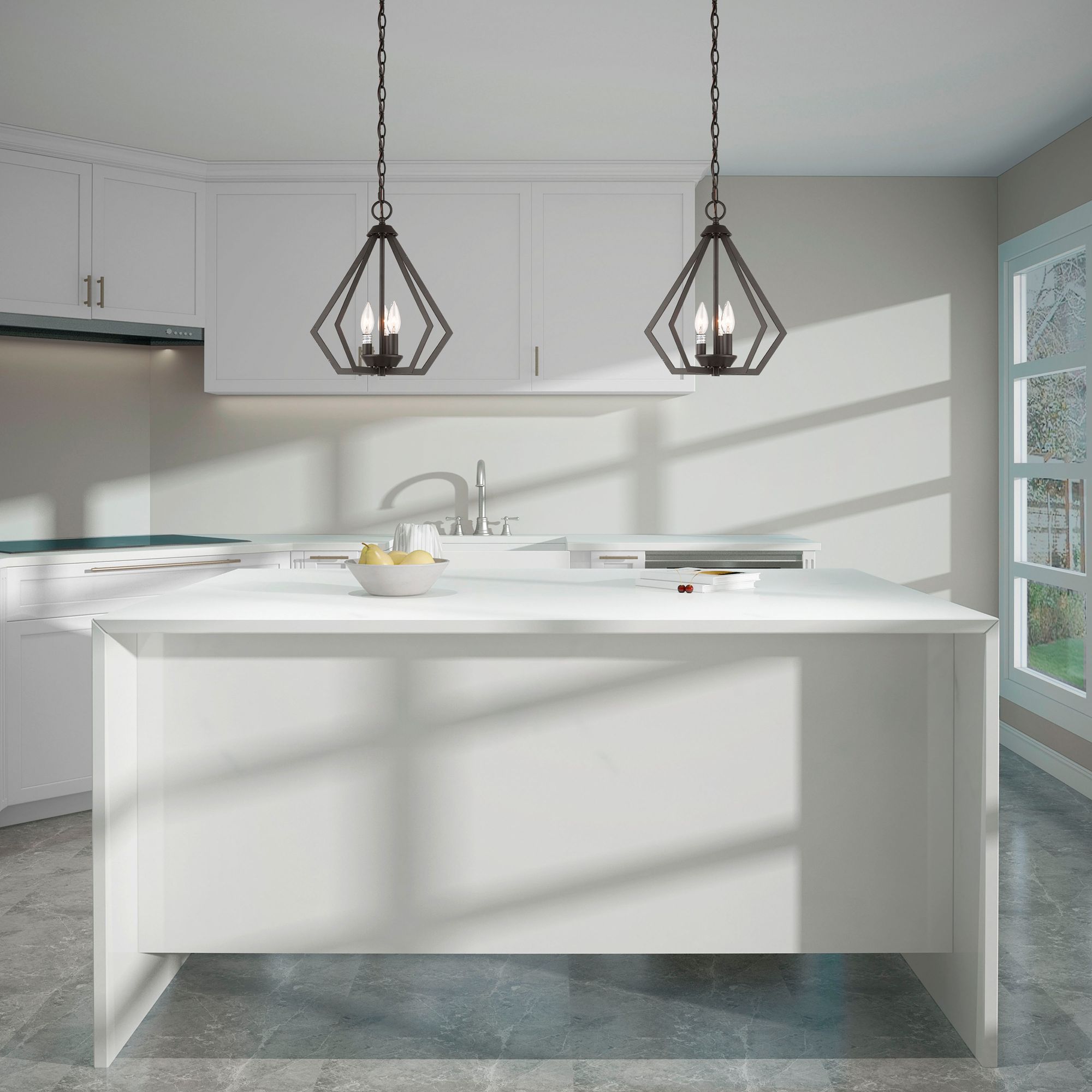 3 Light Bronze Convertible Chandelier