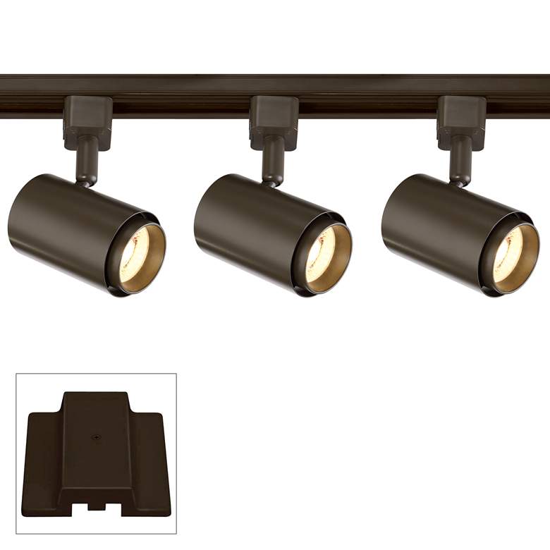 Image 1 3-Light Bronze Cylinder 10W LED Floating Canopy Track Kit