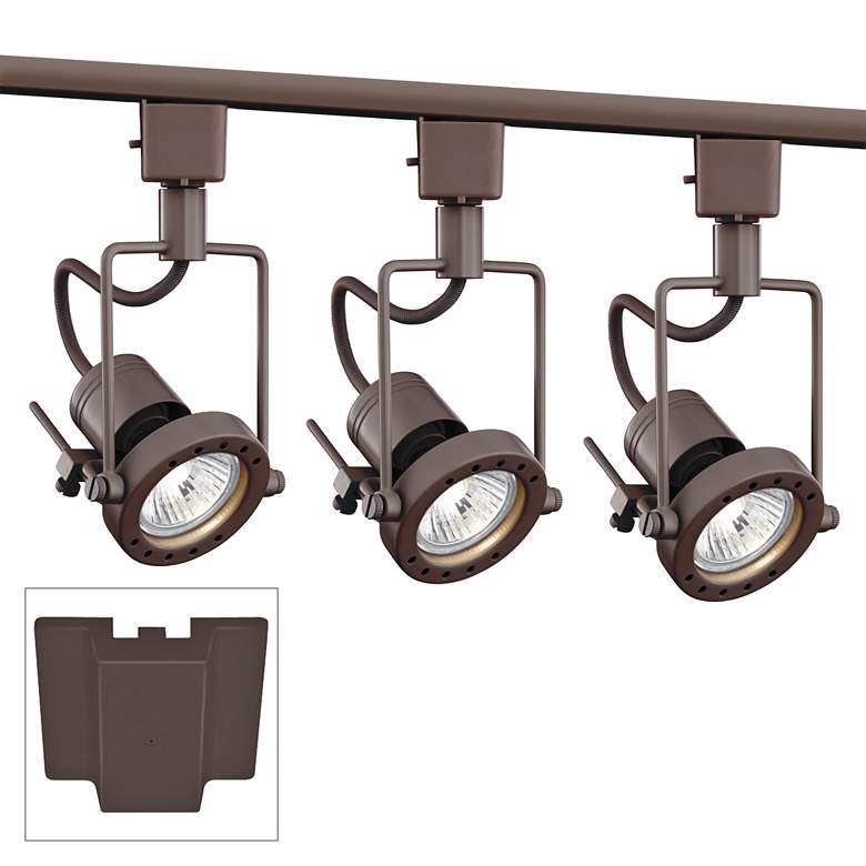 Image 1 3-Light Bronze European Style Track Kit with Floating Canopy