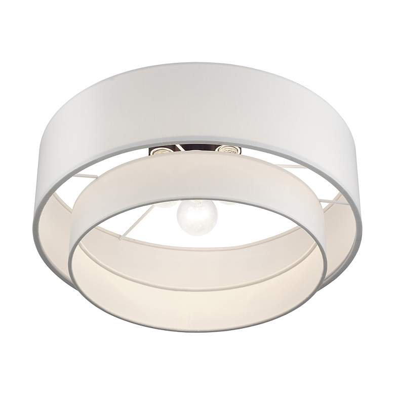 Image 5 3 Light Bronze Large Semi-Flush with Off-White Shades more views