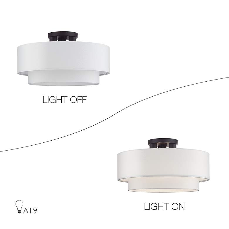 Image 7 3 Light Bronze Large Semi-Flush with Off-White Shades more views