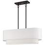 Thumbnail2 of 3 Light Bronze Medium Linear Chandelier with Off-White Hardback Shades
