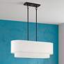 Thumbnail1 of 3 Light Bronze Medium Linear Chandelier with Off-White Hardback Shades
