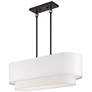 Thumbnail4 of 3 Light Bronze Medium Linear Chandelier with Off-White Hardback Shades more views