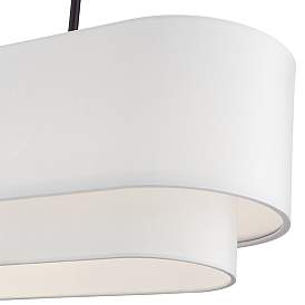 Image5 of 3 Light Bronze Medium Linear Chandelier with Off-White Hardback Shades more views