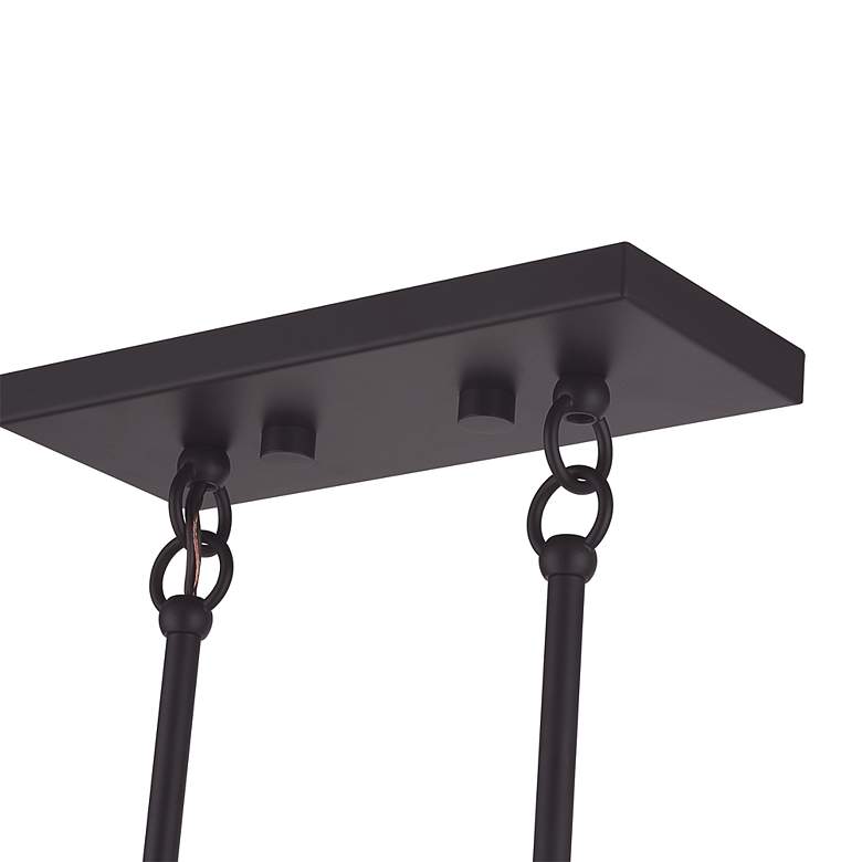 Image 6 3 Light Bronze Medium Linear Chandelier with Off-White Hardback Shades more views