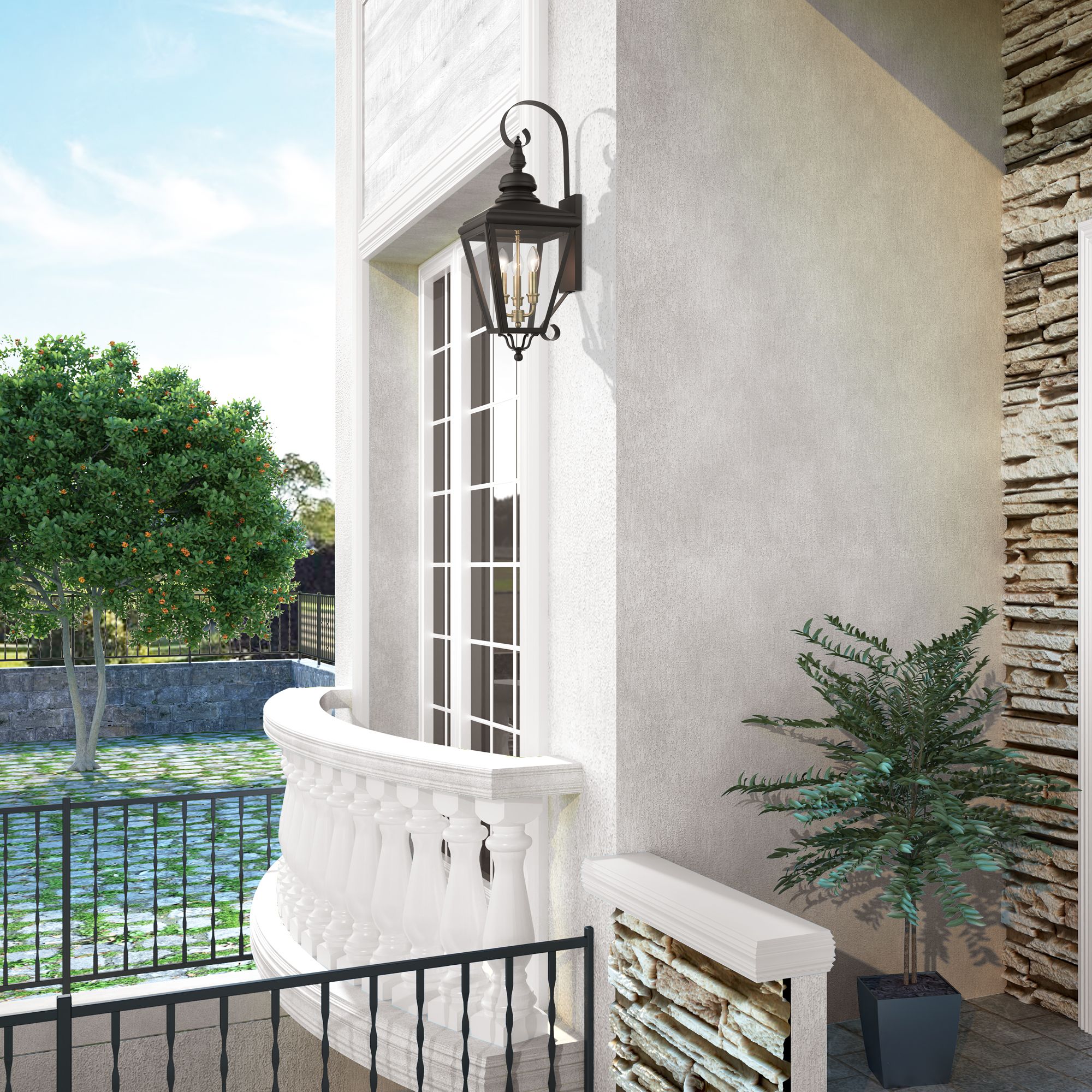 3 Light Bronze Outdoor Large Wall Lantern