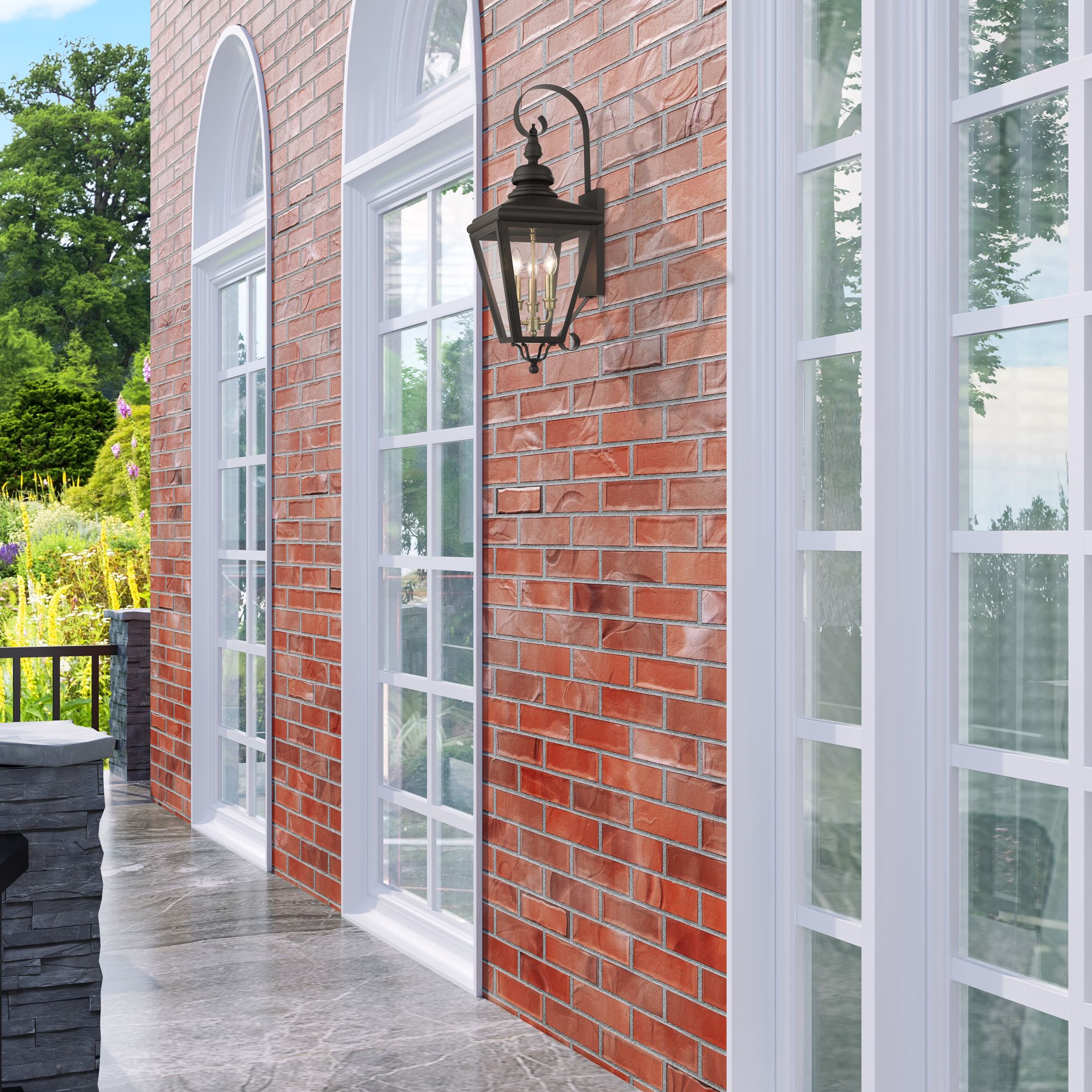 3 Light Bronze Outdoor Large Wall Lantern