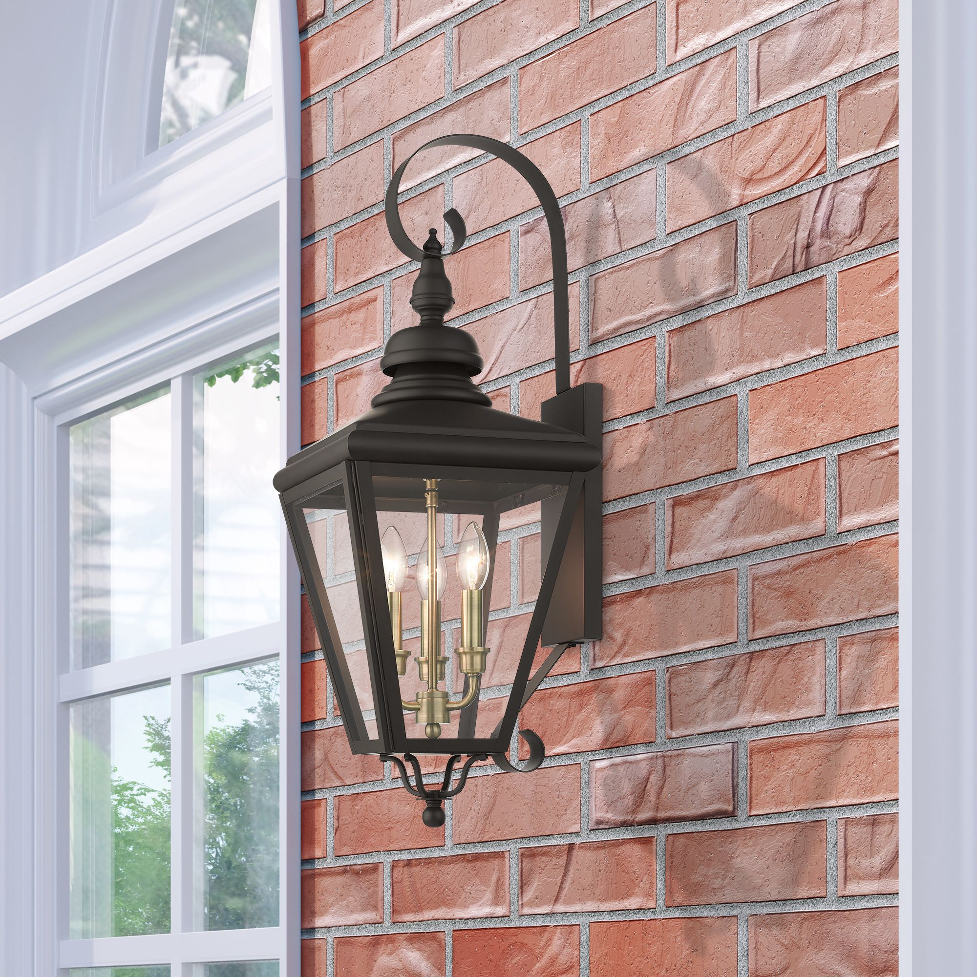 3 Light Bronze Outdoor Large Wall Lantern