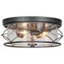 1_3-Light Brushed Aged Silver Ceiling Lamp with Seeded Glass