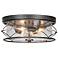 3-Light Brushed Aged Silver Ceiling Lamp with Seeded Glass