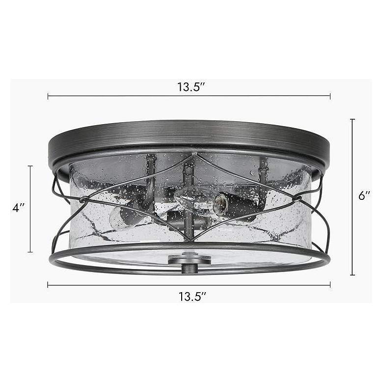 Image 2 3-Light Brushed Aged Silver Ceiling Lamp with Seeded Glass more views