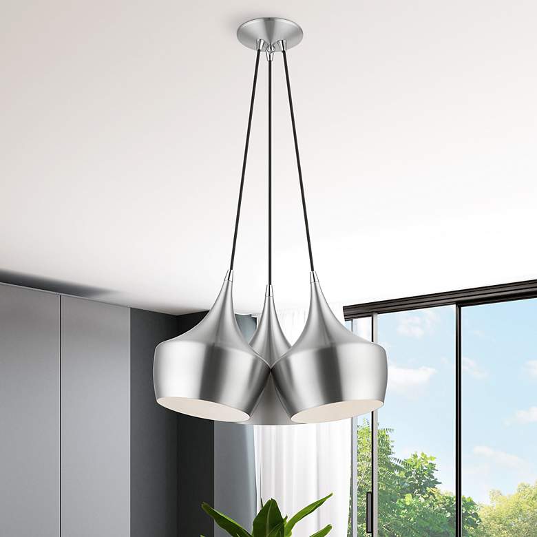 Image 1 3 Light Brushed Aluminum Cluster Pendant