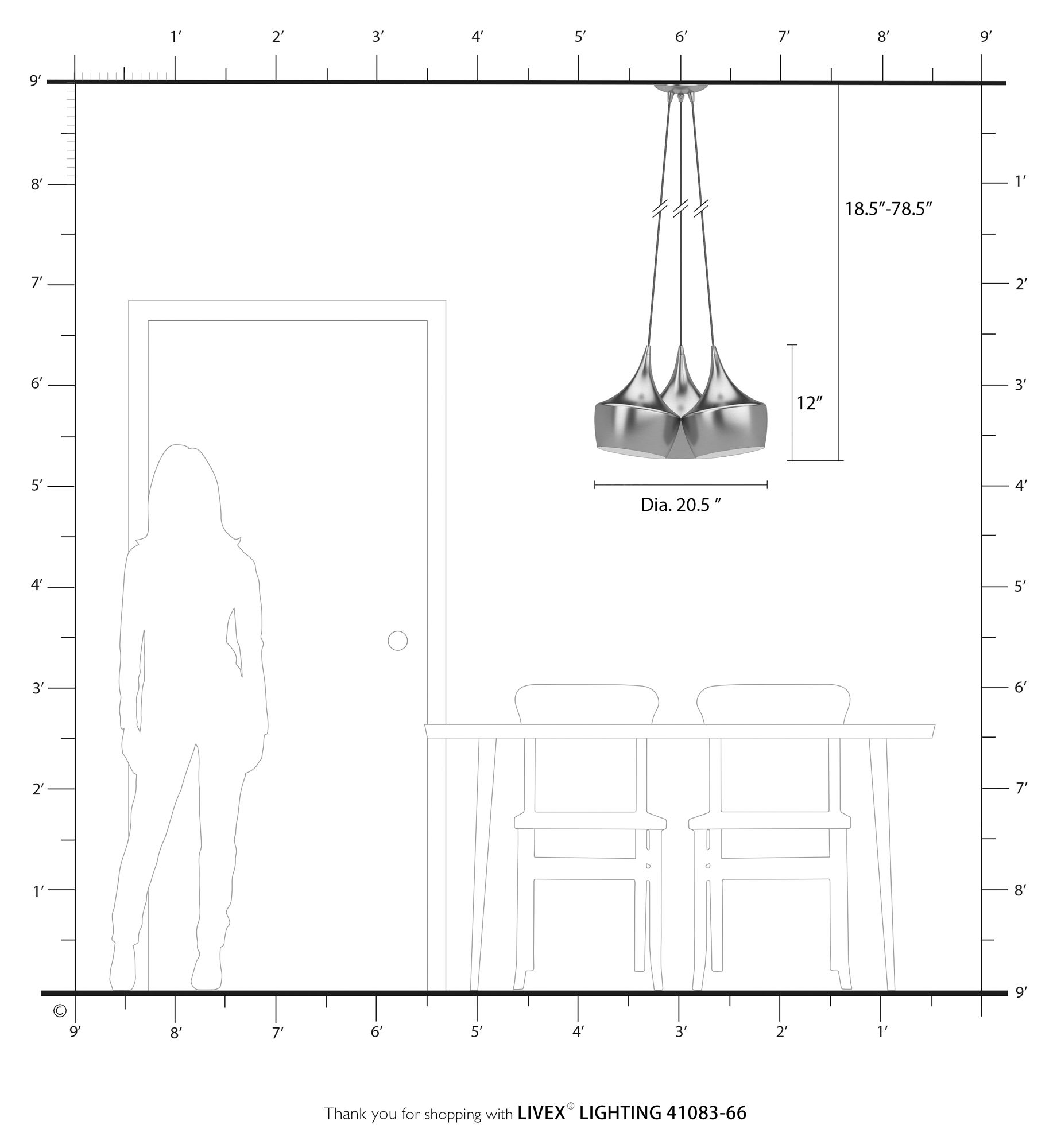 3 Light Brushed Aluminum Cluster Pendant