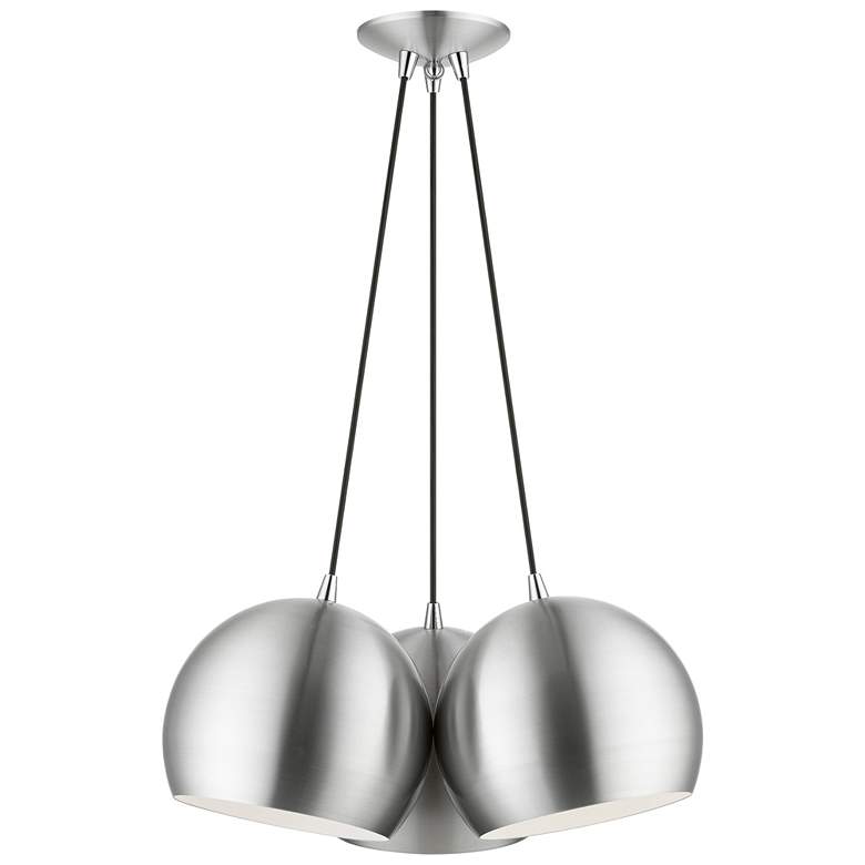 Image 1 3 Light Brushed Aluminum Globe Pendant