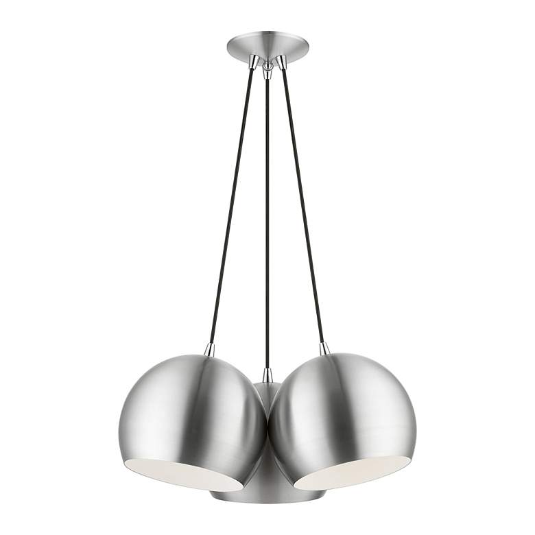 Image 5 3 Light Brushed Aluminum Globe Pendant more views