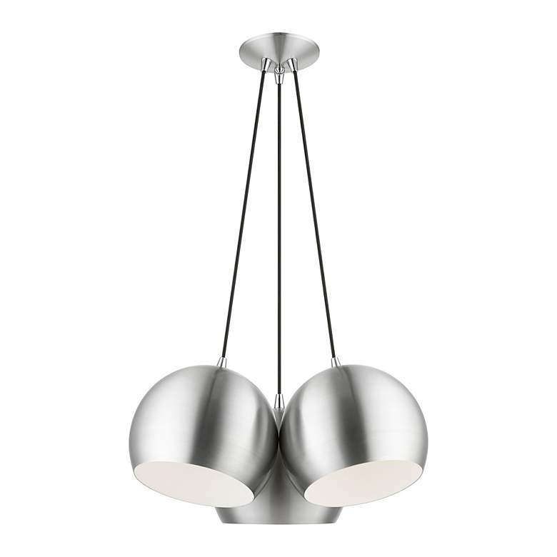 Image 6 3 Light Brushed Aluminum Globe Pendant more views