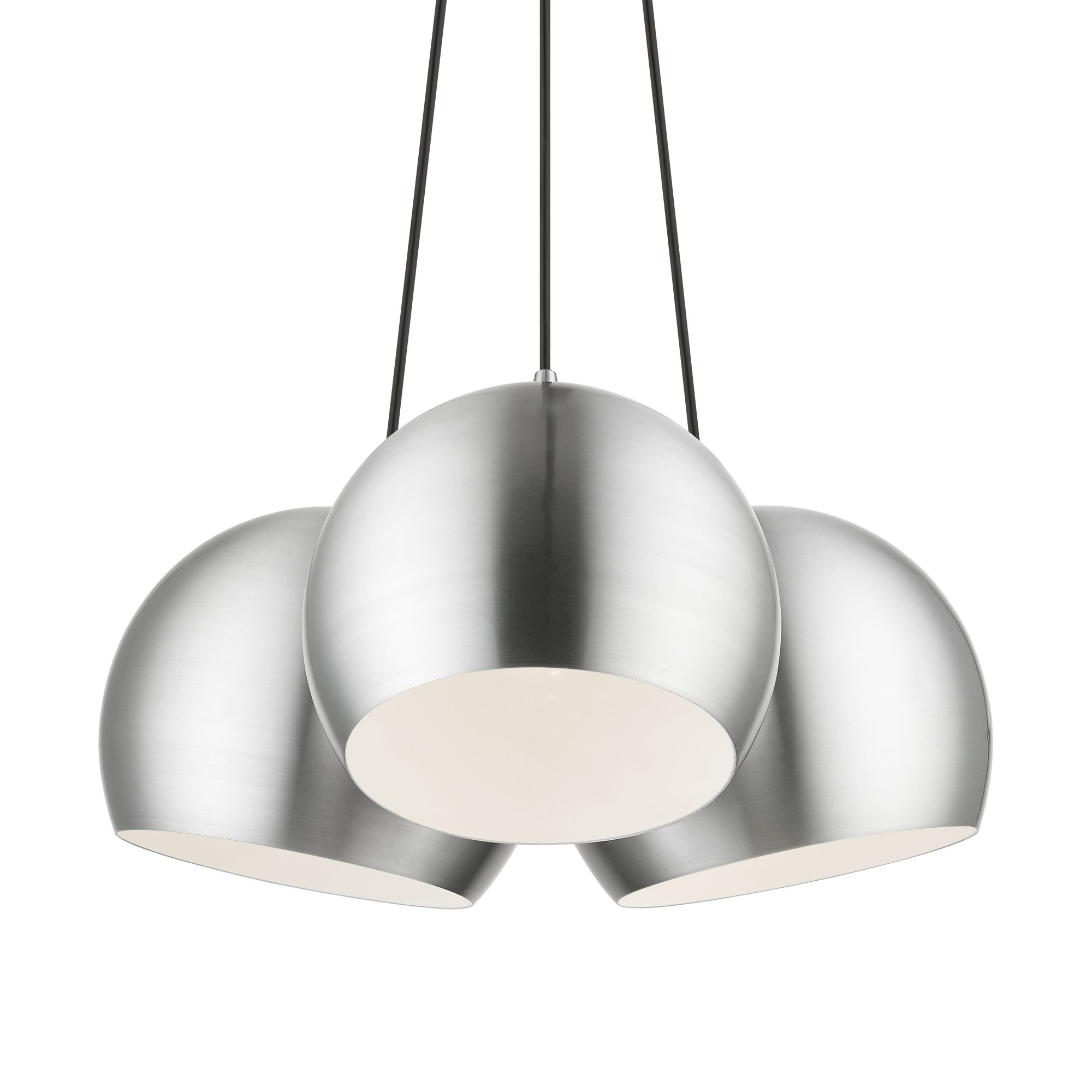 3 Light Brushed Aluminum Globe Pendant