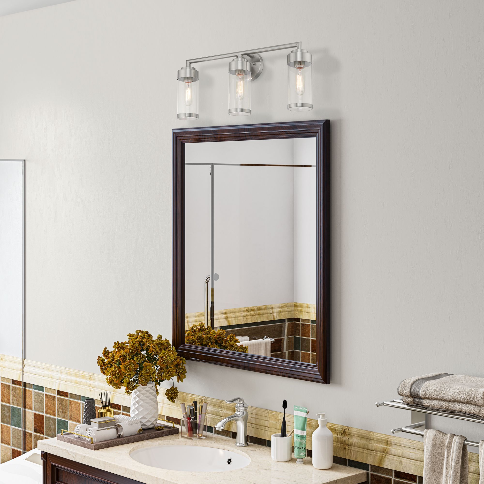 3 Light Brushed Nickel Bath Vanity