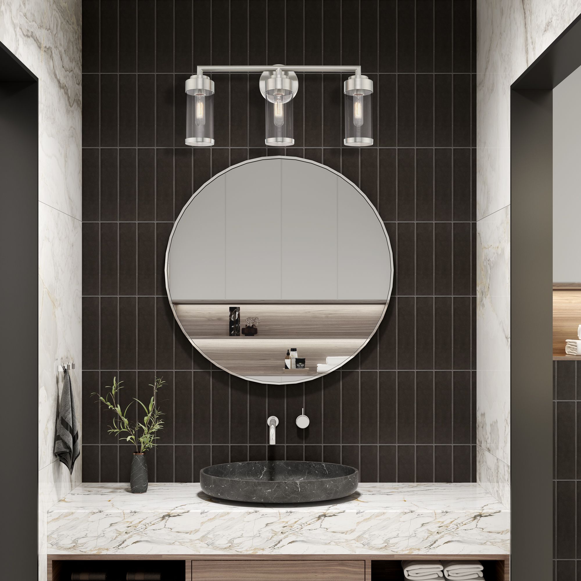 3 Light Brushed Nickel Bath Vanity