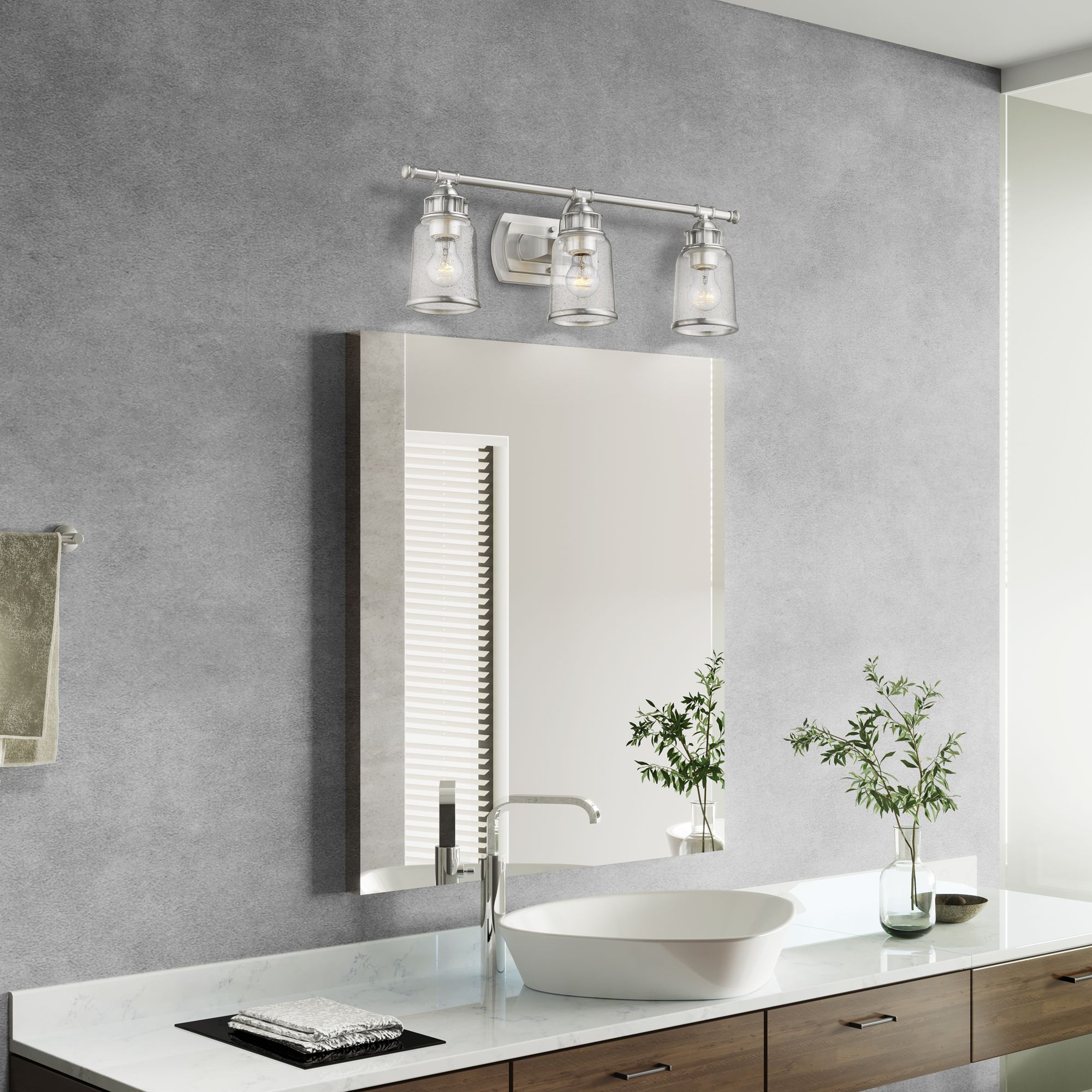 3 Light Brushed Nickel Bath Vanity