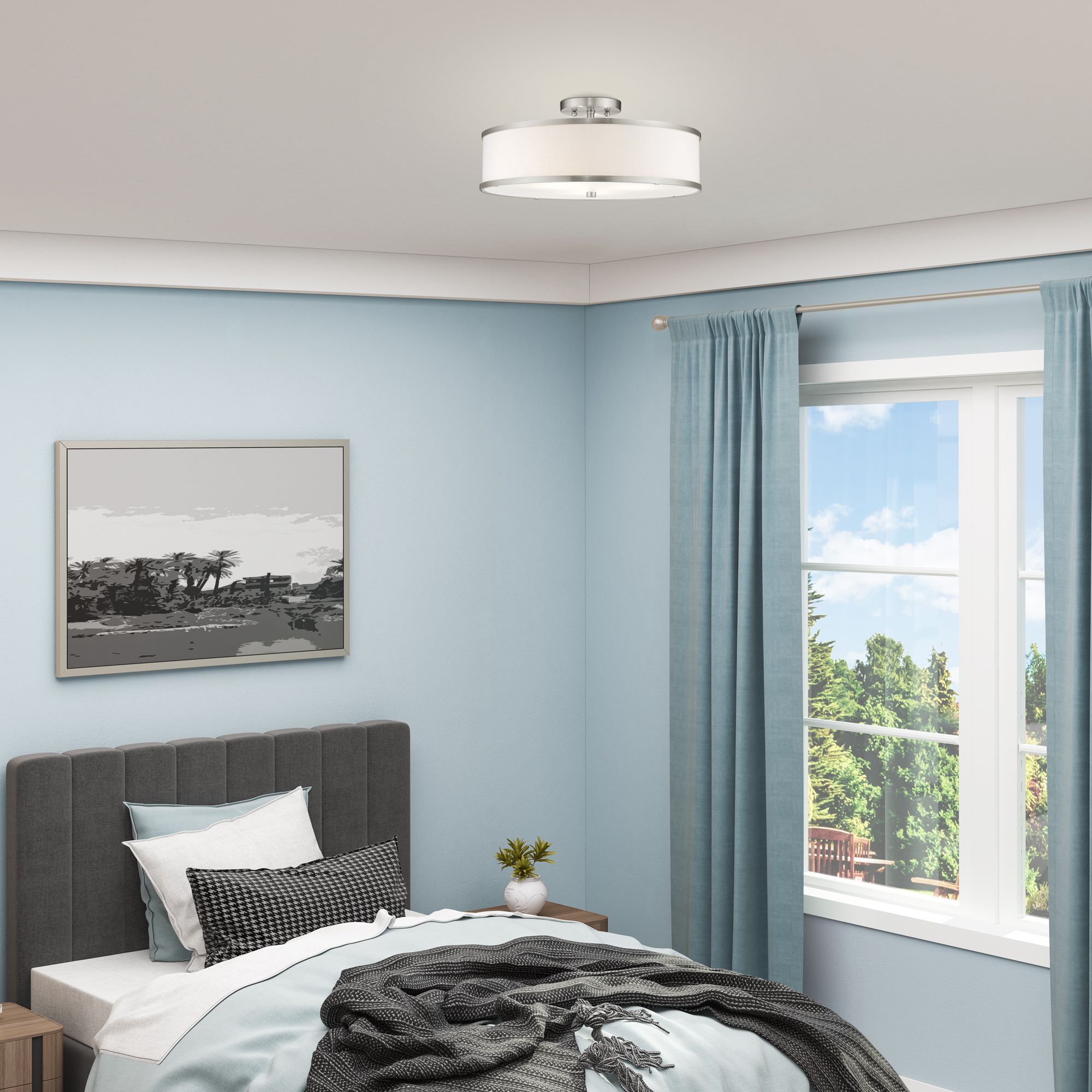 3 Light Brushed Nickel Ceiling Mount